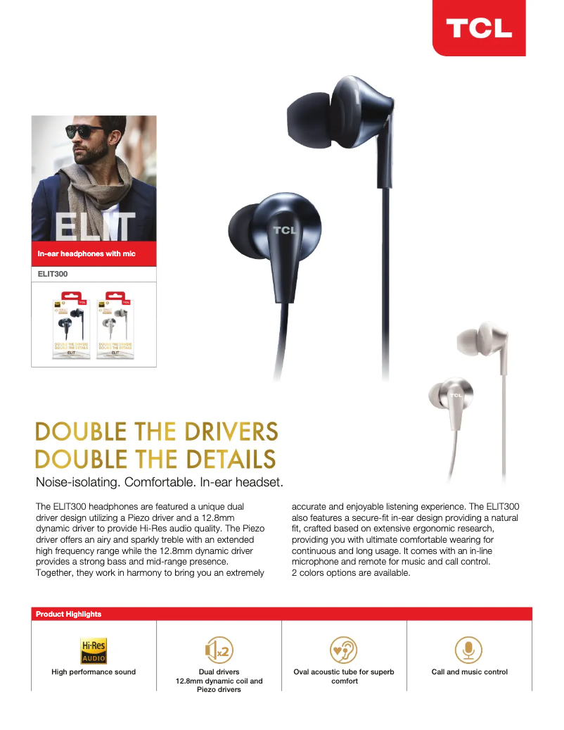 Page 1 de la notice Manuel utilisateur TCL ELIT300