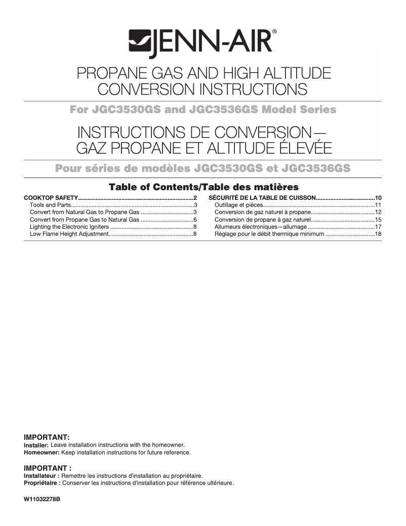 Image de la première page du manuel de l'appareil JGC3530GS