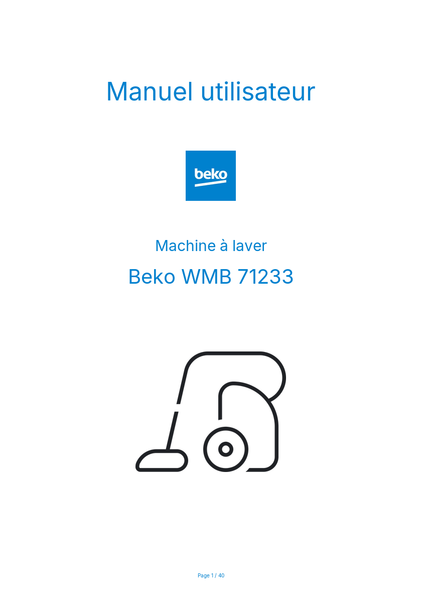 Image de la première page du manuel de l'appareil WMB 71233