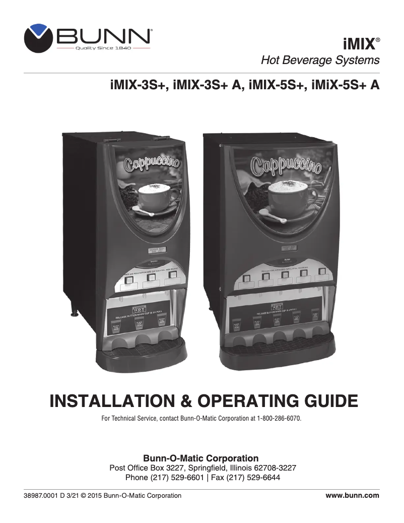 Página 1 del manual Manual de usuario Bunn iMIX-5S+A