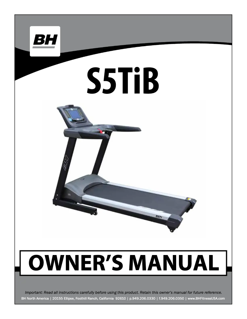 Page 1 de la notice Manuel utilisateur BH Fitness S5TiB