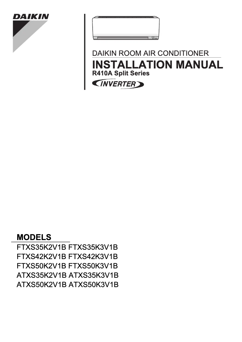 Page 1 de la notice Manuel utilisateur Daikin Inverter ATXS35K2V1B