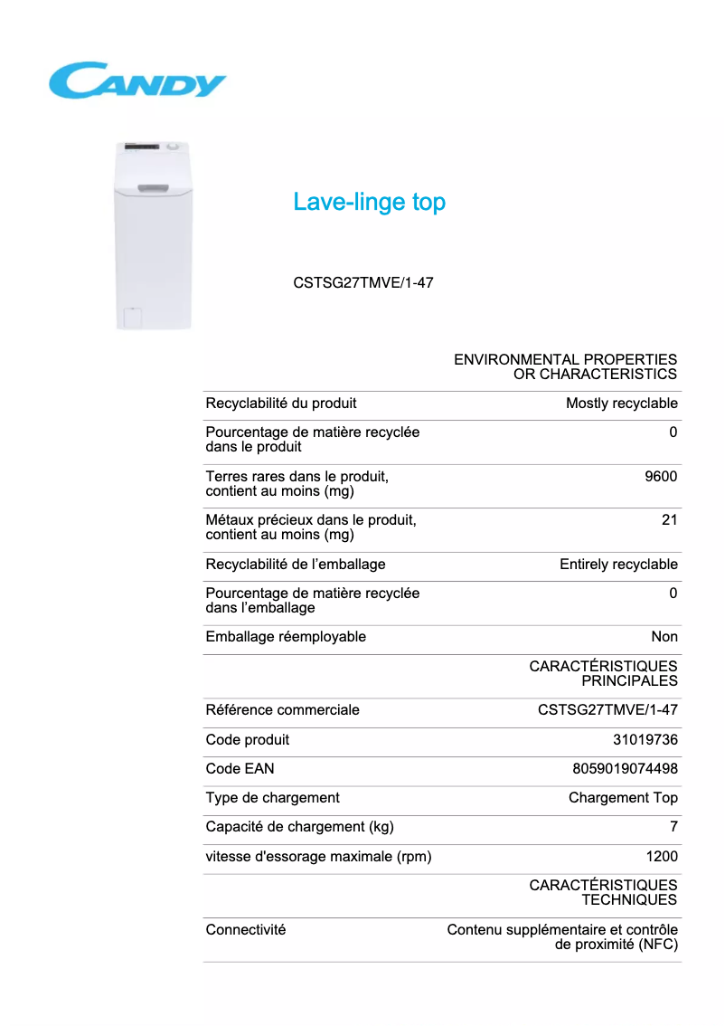 Image de la première page du manuel de l'appareil GSM27TMVE/1-47