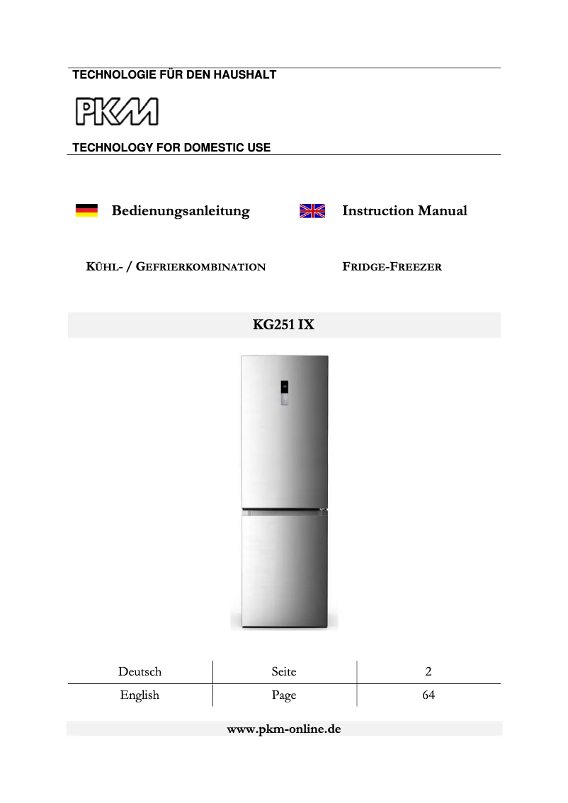 Page 1 de la notice Manuel utilisateur PKM KG251 IX