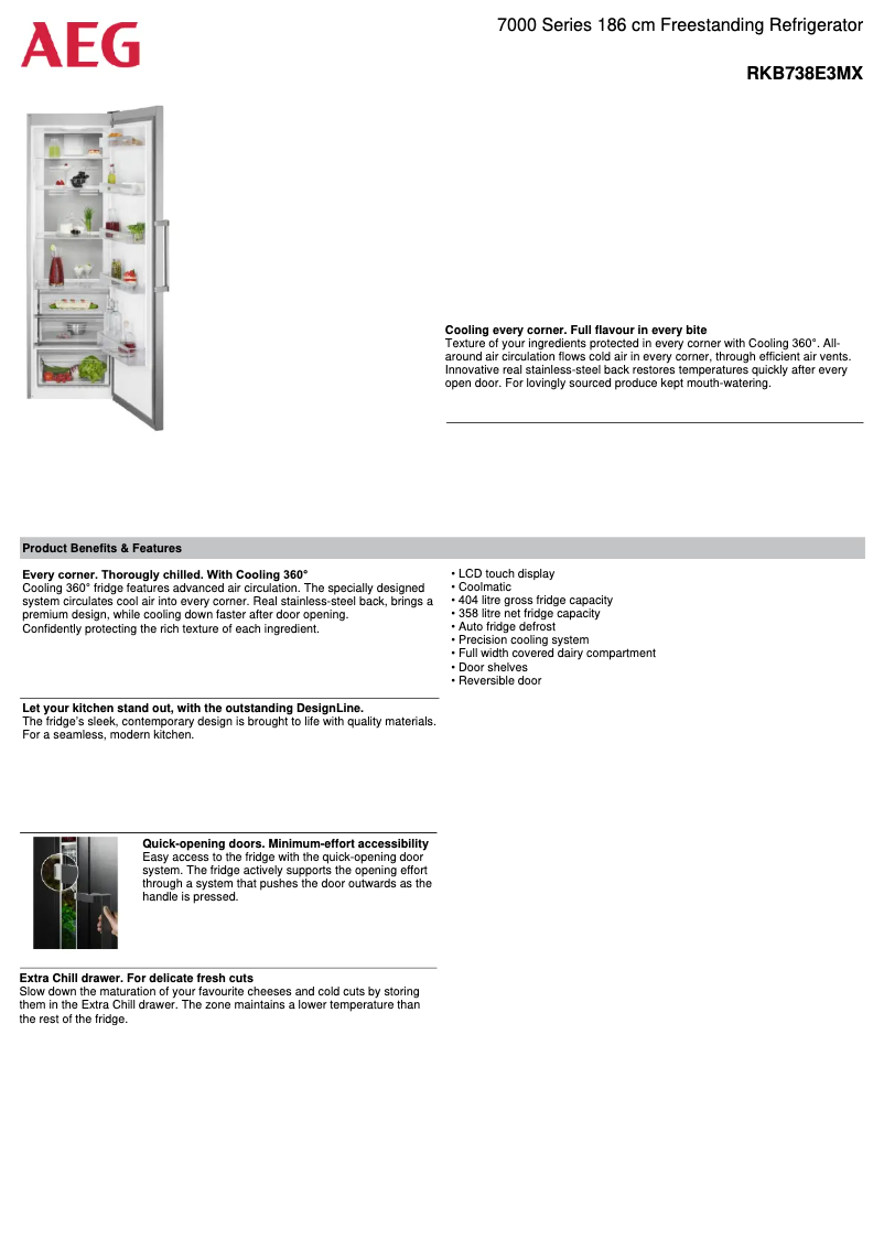 Page 1 de la notice Fiche technique AEG RKB738E3MX