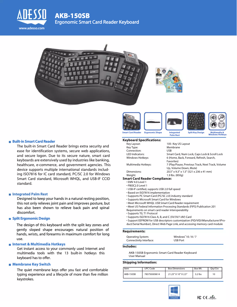 Page n°1 - Manuel utilisateur Adesso AKB-150SB