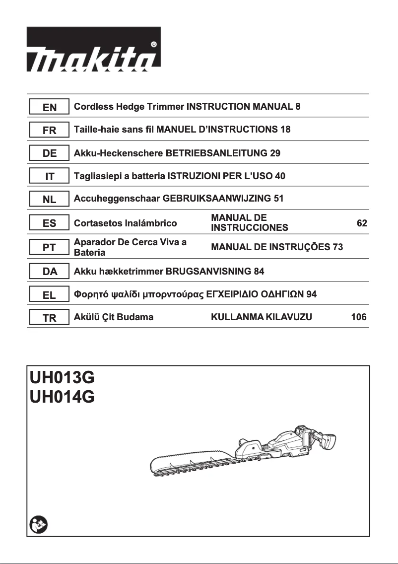 Page 1 de la notice Manuel utilisateur Makita UH013GZ
