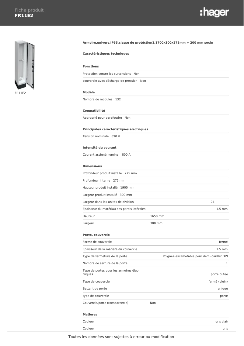 Image de la première page du manuel de l'appareil FR11E2