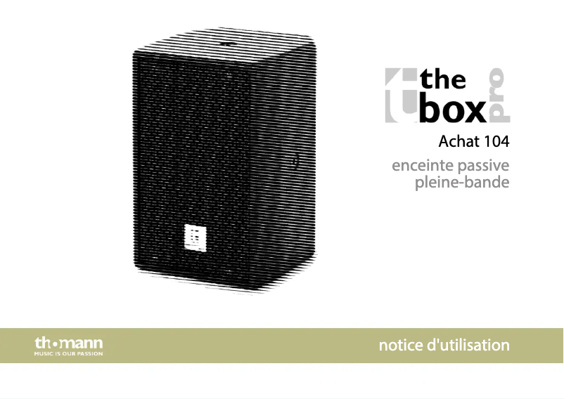 Page 1 de la notice Manuel utilisateur The Box Pro Achat 104