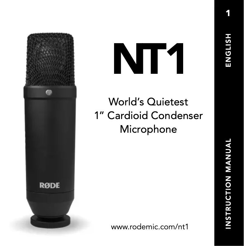 Page n°1 - Manuel utilisateur Røde NT1-KIT