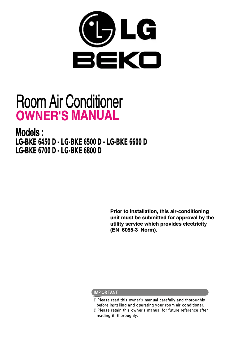Page n°1 - Manuel utilisateur LG-Beko LG-BKE 6450 D