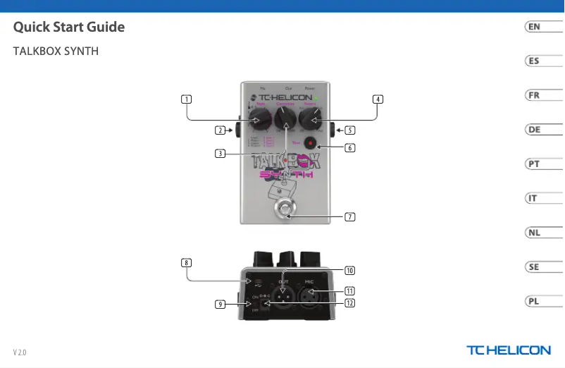 Page 1 de la notice Guide de démarrage rapide TC Helicon Talkbox Synth