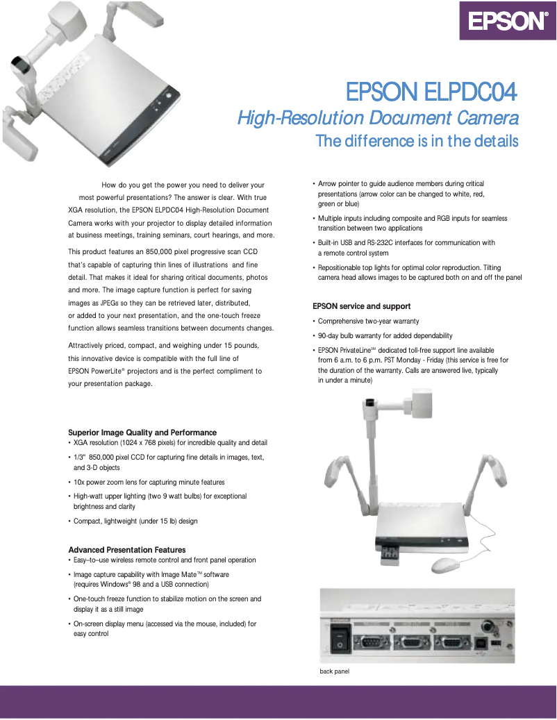 Page 1 de la notice Brochure Epson DC-04