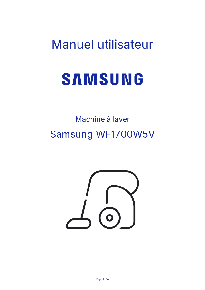 Page n°1 - Manuel utilisateur Samsung WF1700W5V