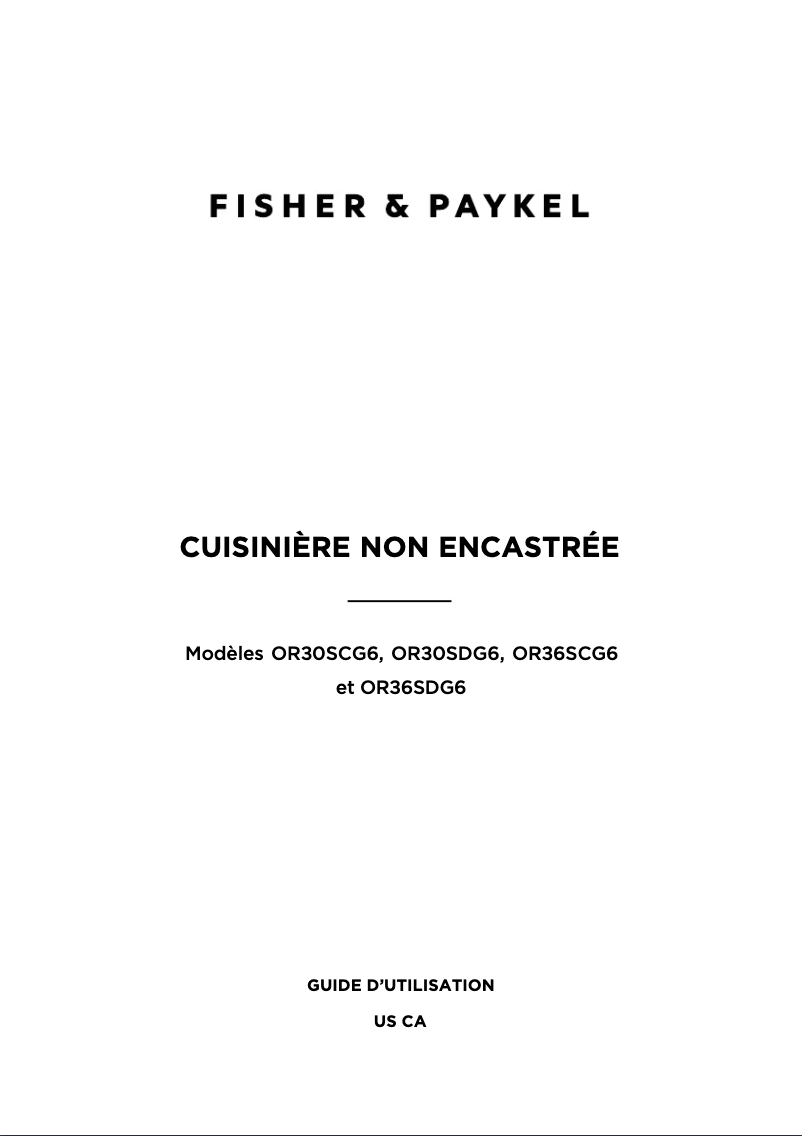 Page 1 de la notice Manuel utilisateur Fisher & Paykel OR36SCG6R1