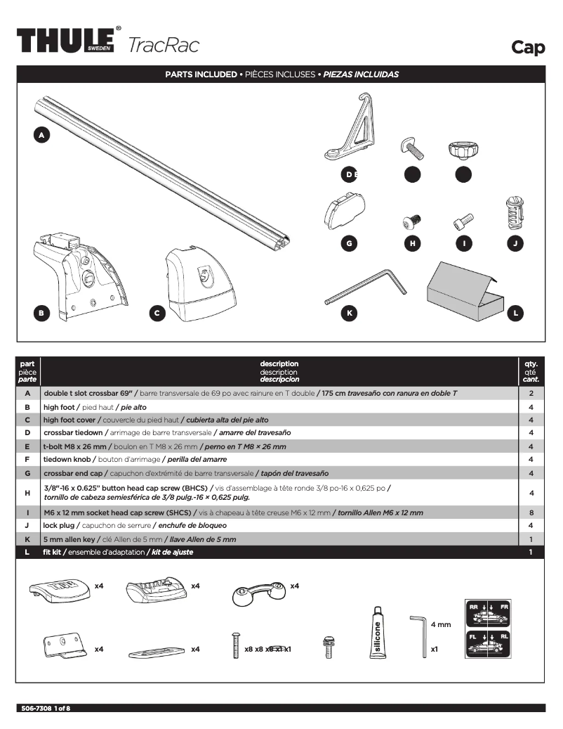 Page 1 de la notice Manuel utilisateur Thule TracRac CapRac 29200XT