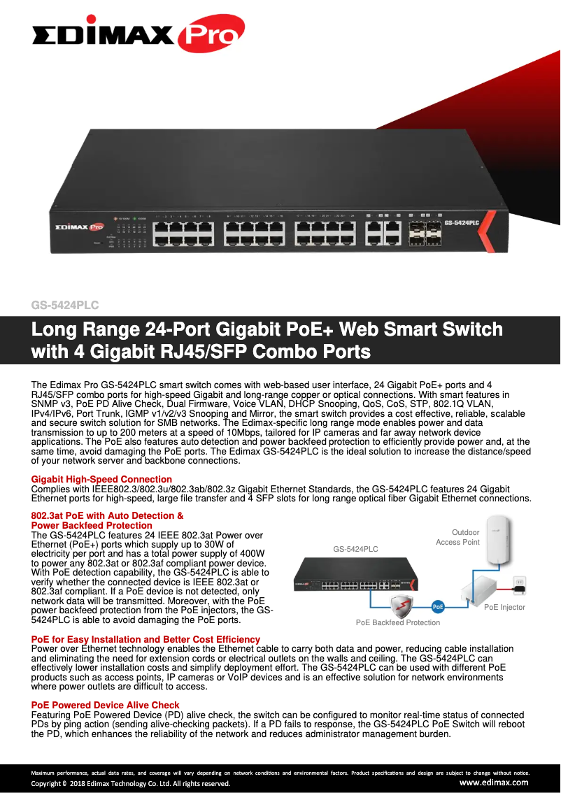 Page n°1 - Fiche technique Edimax GS-5424PLC