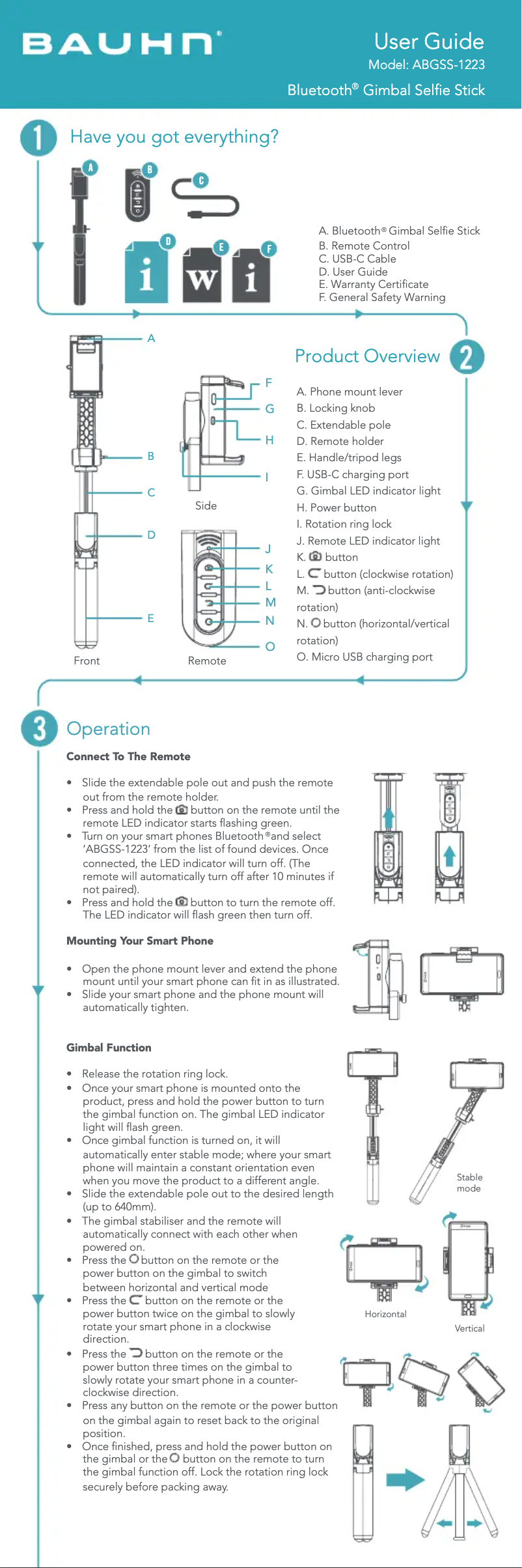 Page 1 de la notice Manuel utilisateur Bauhn ABGSS-1223