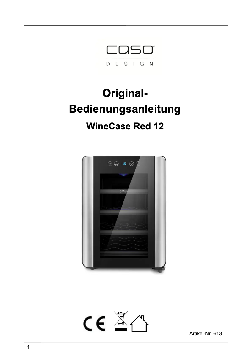 Page n°1 - Manuel utilisateur Caso WineCase Red 12