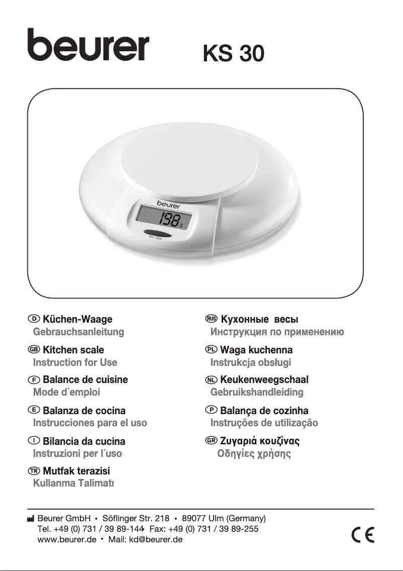 Page 1 de la notice Manuel utilisateur Beurer KS 30