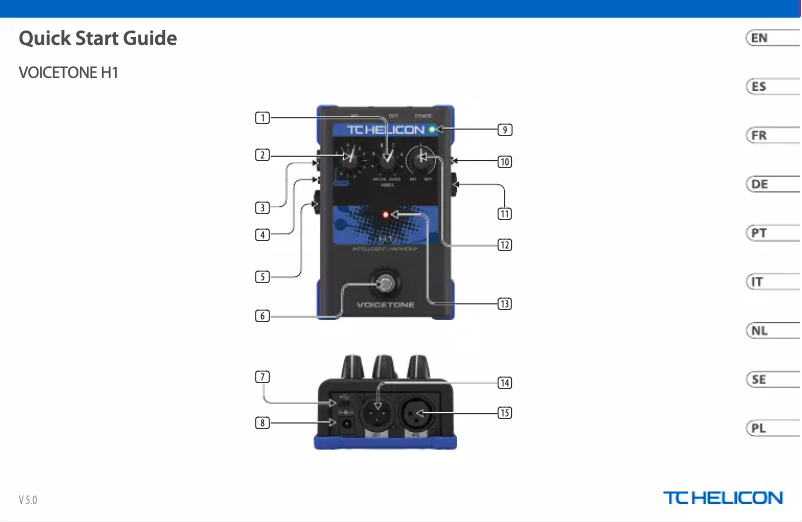 Page 1 de la notice Guide de démarrage rapide TC Helicon VoiceTone H1