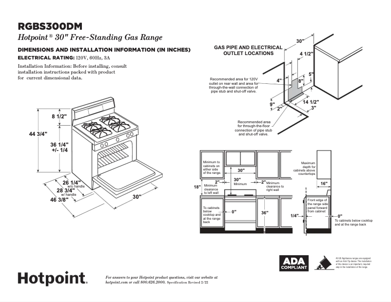 Page 1 de la notice Fiche technique Hotpoint RGBS300DMBB