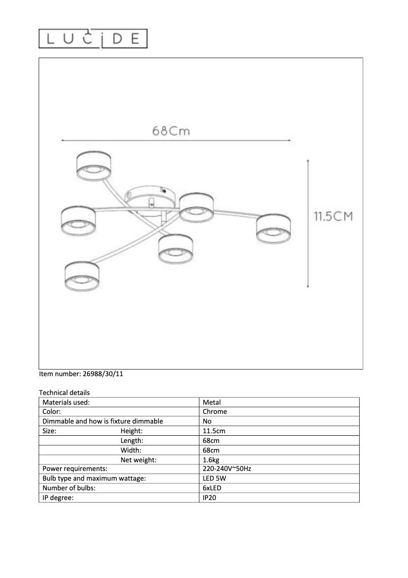 Page n°1 - Manuel utilisateur Lucide Alys-LED