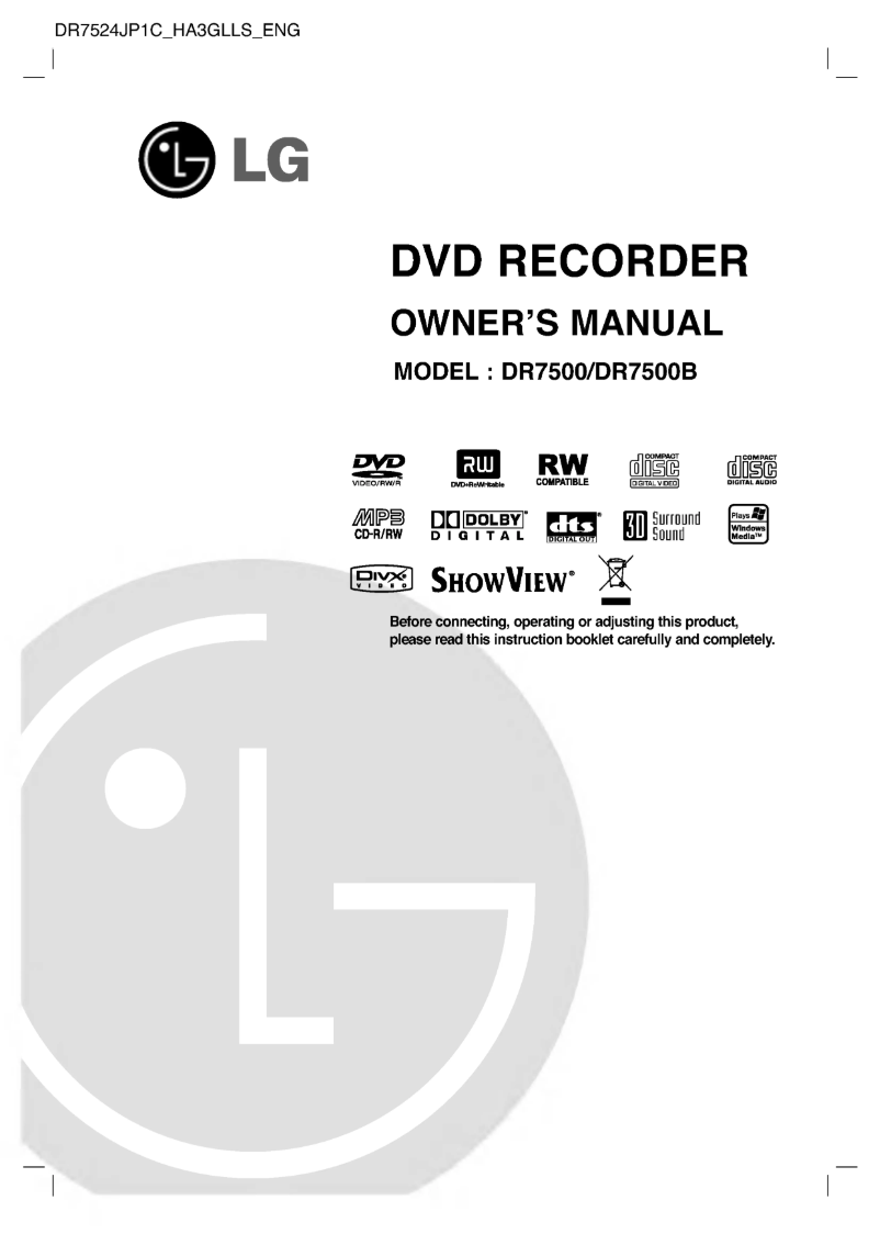 Page n°1 - Manuel utilisateur LG DR7524JP2C