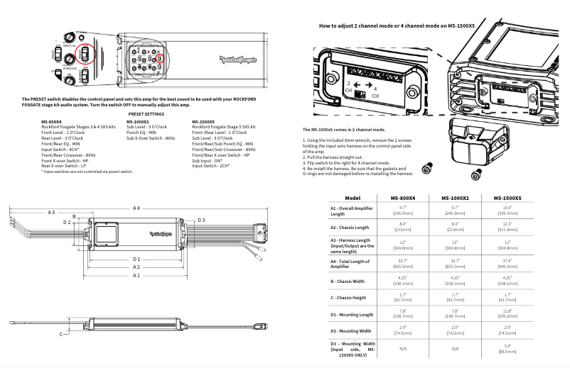 Page 1 de la notice Manuel utilisateur Rockford Fosgate M5-1500X5