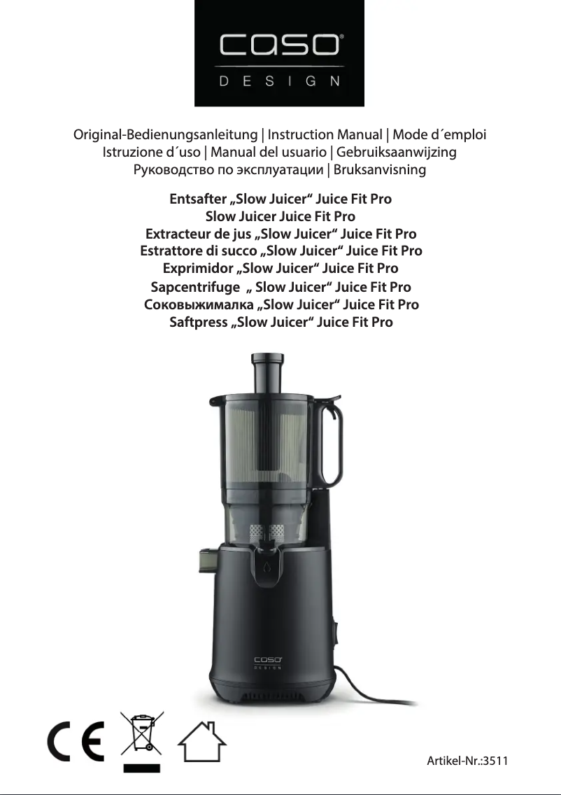 Image de la première page du manuel de l'appareil Juice Fit Pro