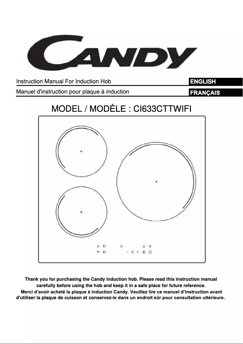 Page 1 de la notice Manuel utilisateur Candy CI633CTTWIFI