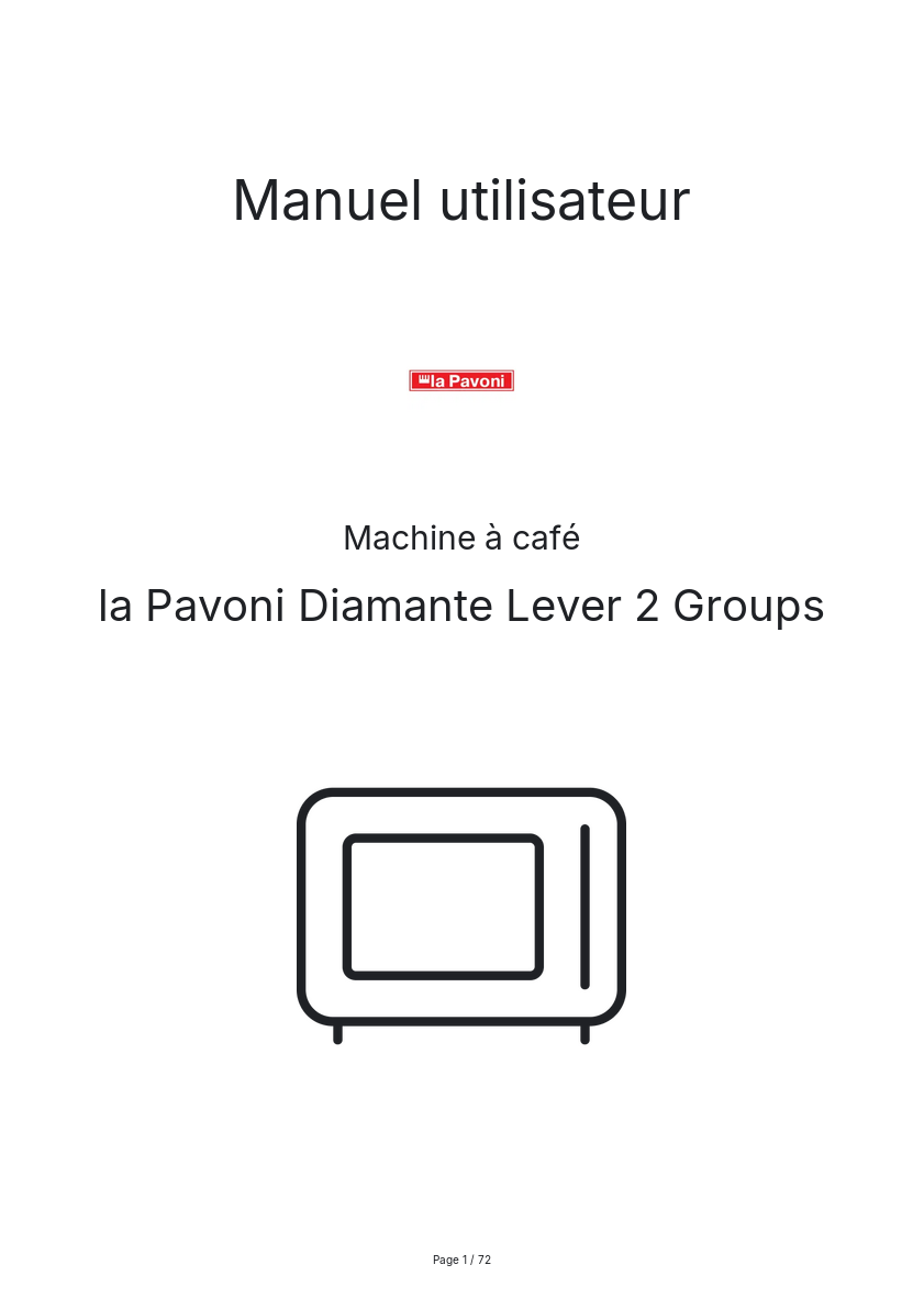 Page n°1 - Manuel utilisateur la Pavoni Diamante Lever 2 Groups