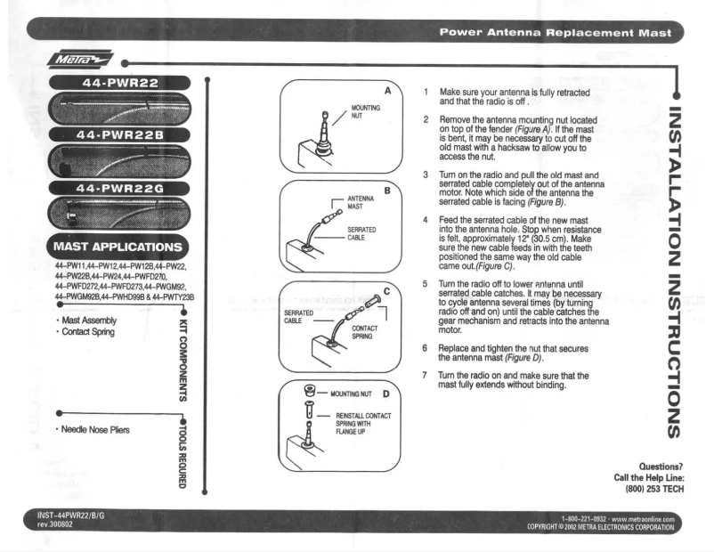 Page 1 de la notice Manuel utilisateur Metra 44-PWR22