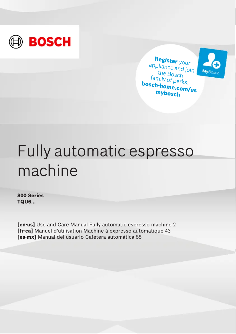 Page n°1 - Manuel d'utilisation et d'entretien Bosch TQU60307