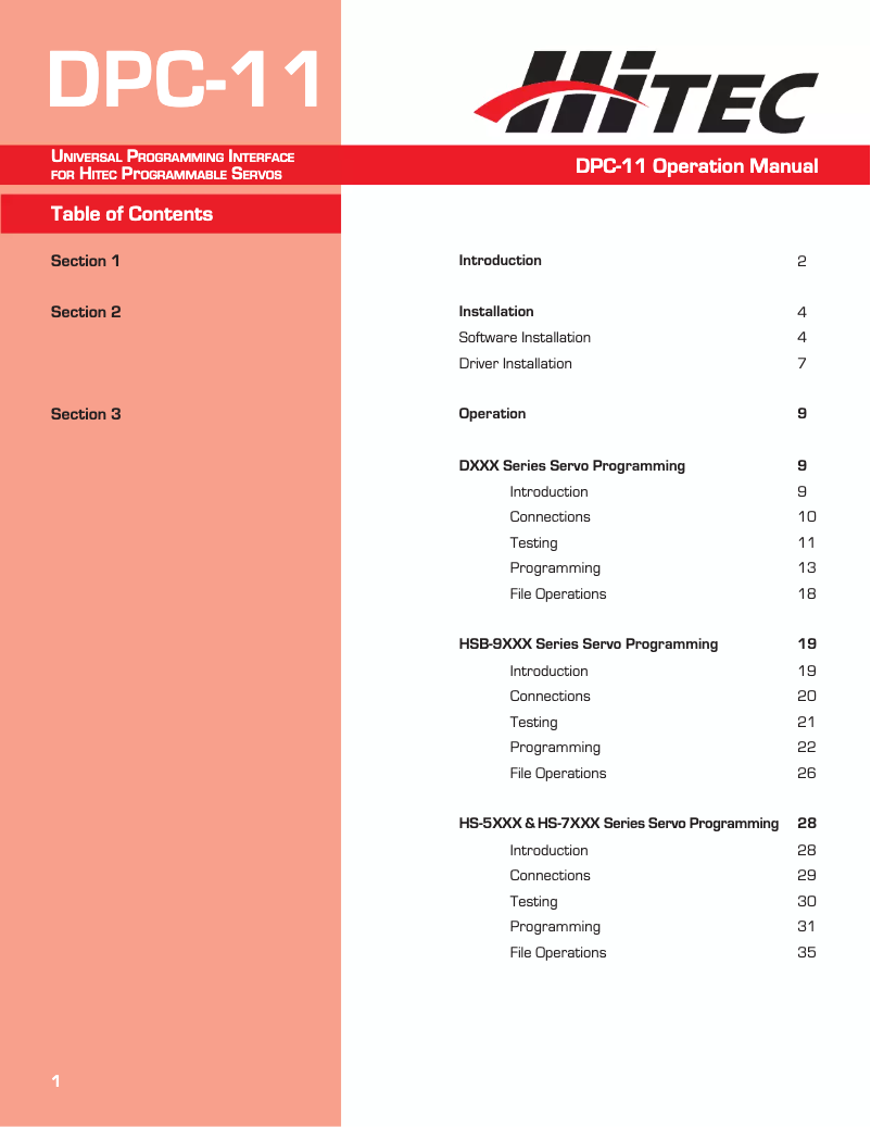 Page n°1 - Manuel utilisateur Hitec MULTIPLEX DPC-11