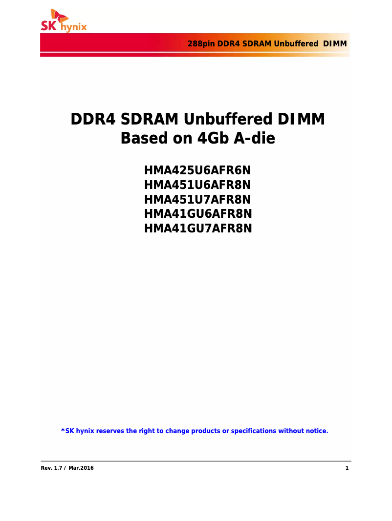 Página 1 del manual Manual de usuario Hynix HMA41GU7AFR8N-TF