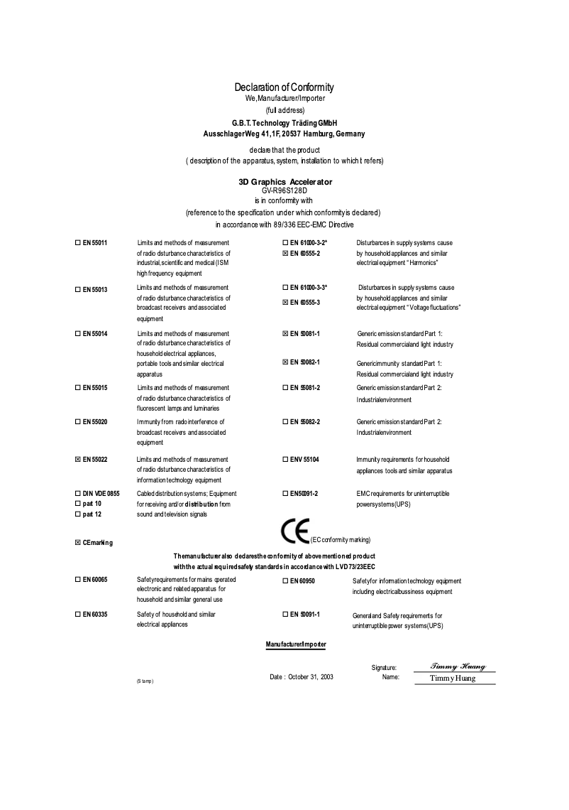 Image de la première page du manuel de l'appareil GV-R96S128D