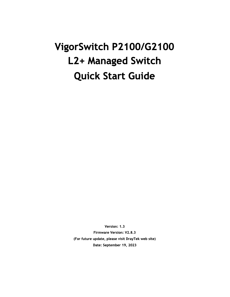 Image de la première page du manuel de l'appareil VigorSwitch G2100