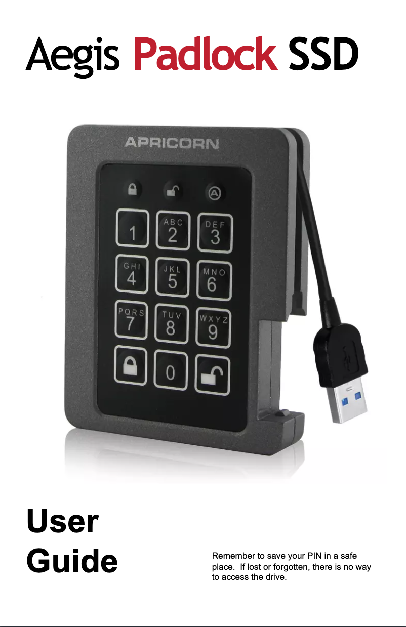 Page n°1 - Manuel utilisateur Apricorn Aegis Padlock SSD