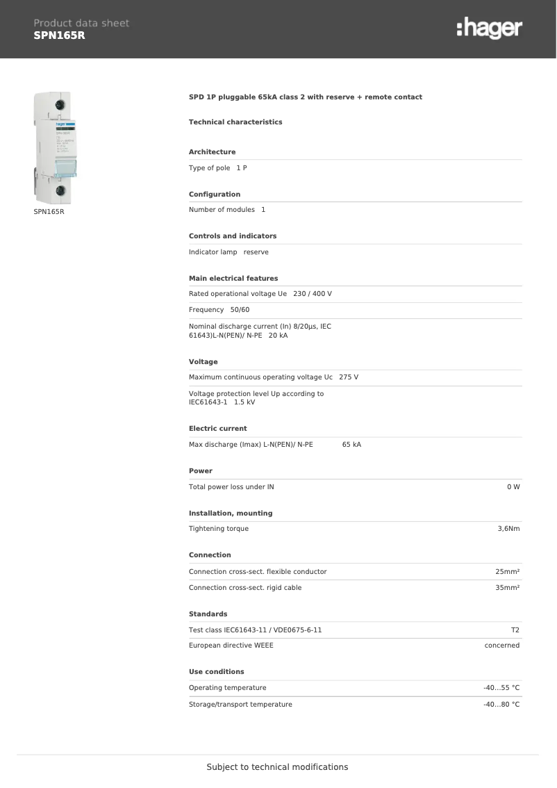 Image de la première page du manuel de l'appareil SPN165R