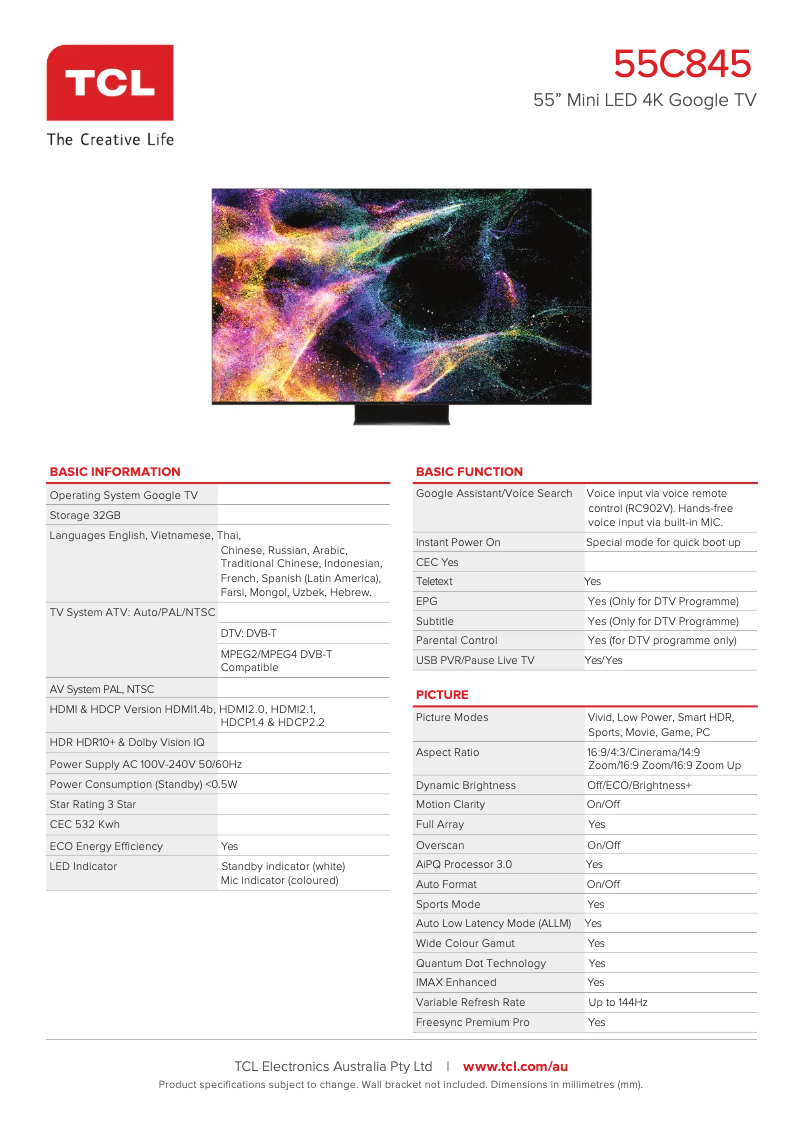 First page image of the manual for 55C845