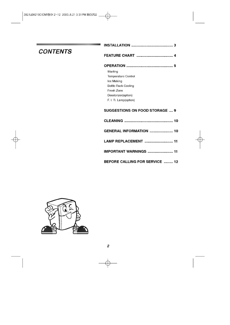 Page 1 de la notice Manuel utilisateur LG GR-T382GL