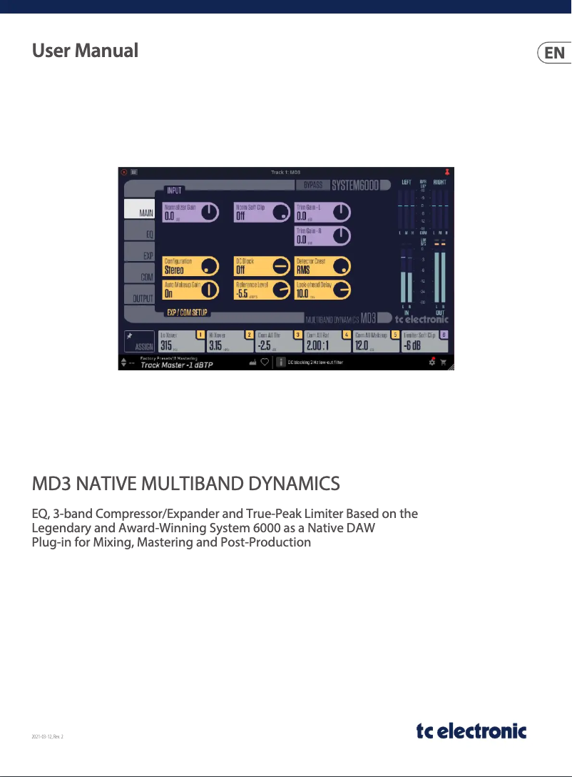 Page 1 de la notice Manuel utilisateur TC Electronic MD3 Native