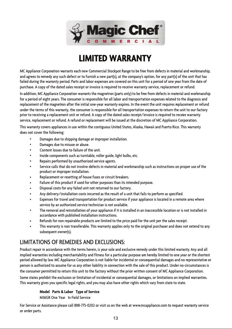 Imagen de la primera página del manual del dispositivo M36GR