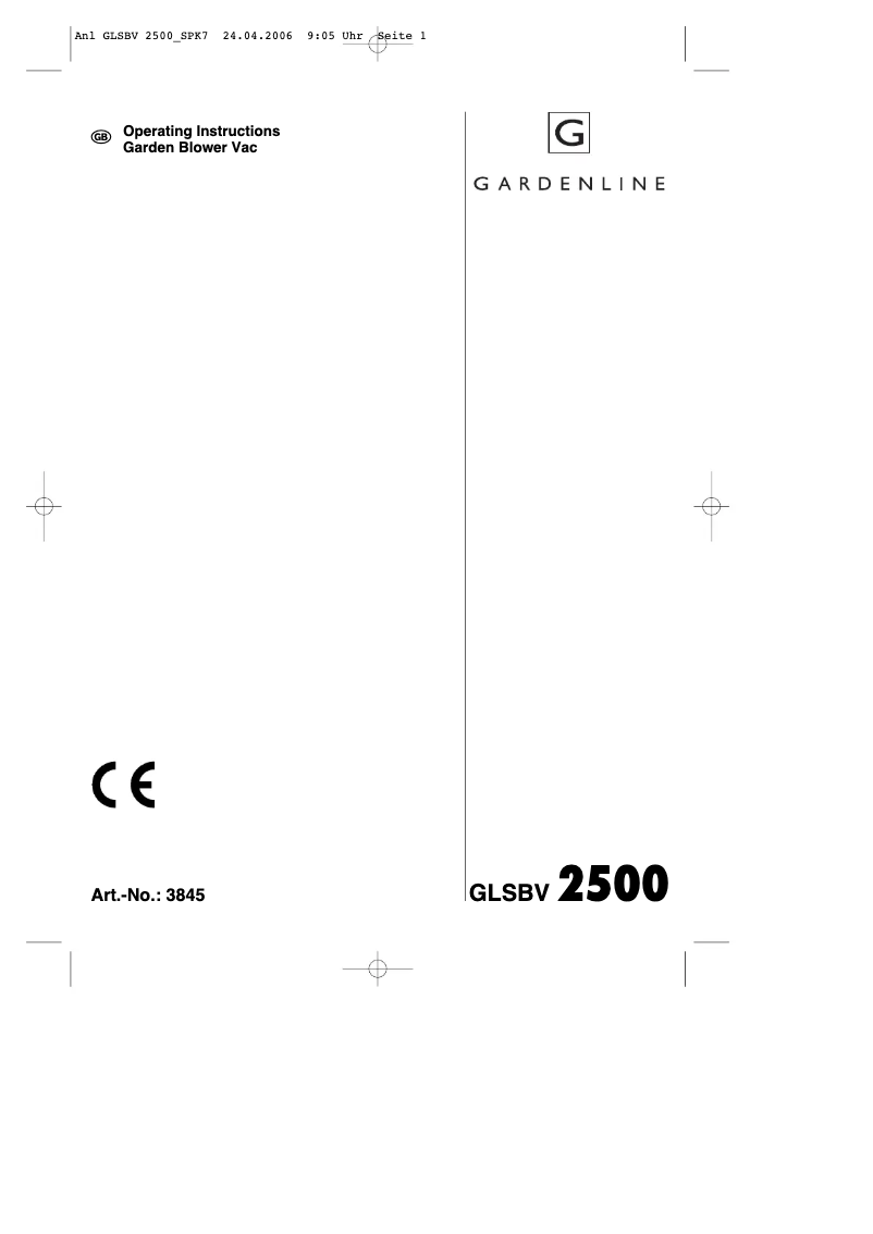 Página 1 del manual Manual de usuario Gardenline GLSBV 2500