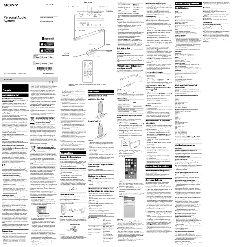 Page n°1 - Manuel utilisateur Sony RDP-X200IPN
