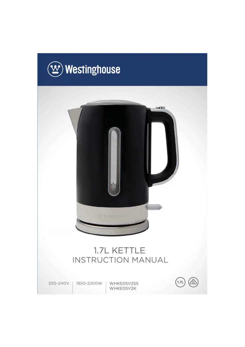 Page n°1 - Manuel utilisateur Westinghouse WHKE05V2K