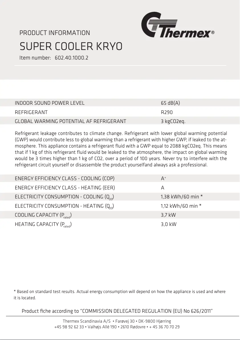 Image de la première page du manuel de l'appareil Super Cooler Cryo