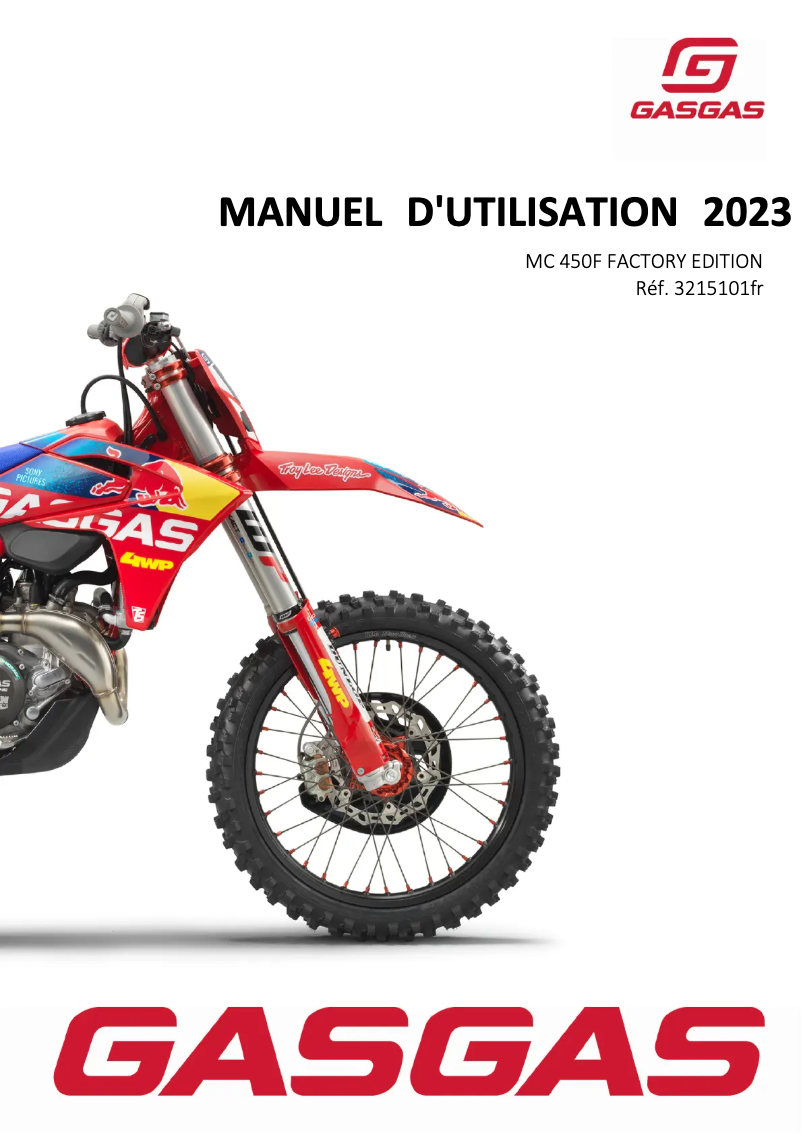 Page 1 de la notice Manuel utilisateur GasGas MC 450F Factory Edition (2023)