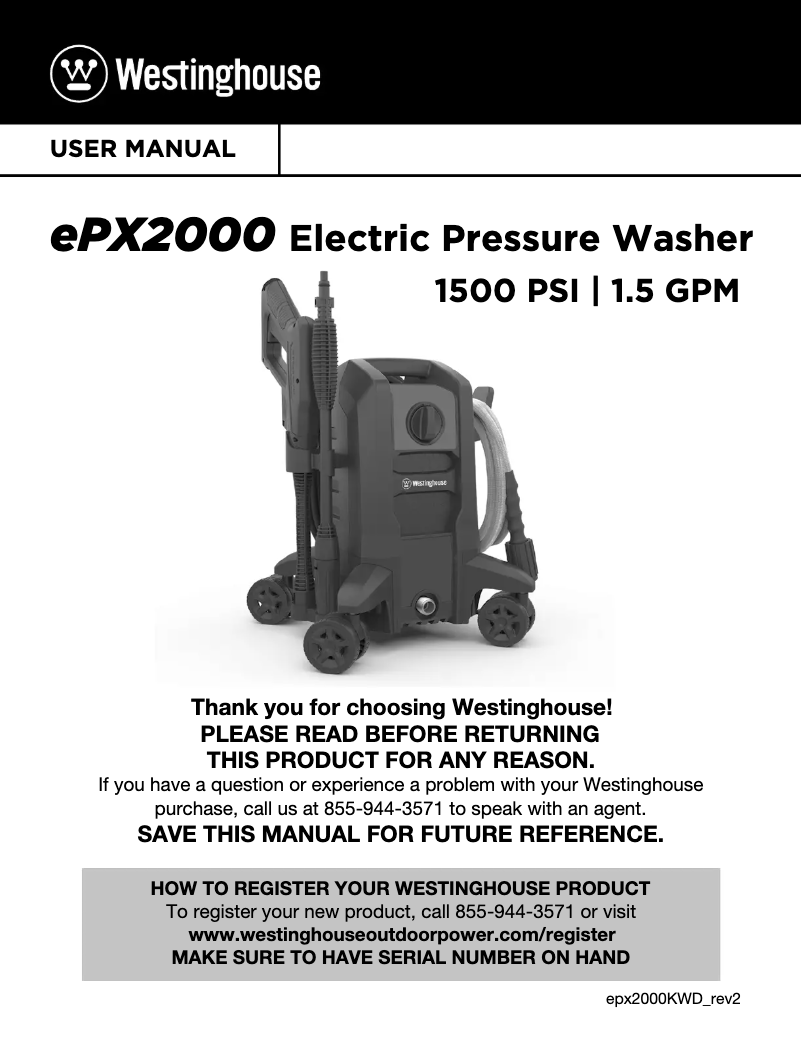 Page n°1 - Manuel utilisateur Westinghouse EPX2000